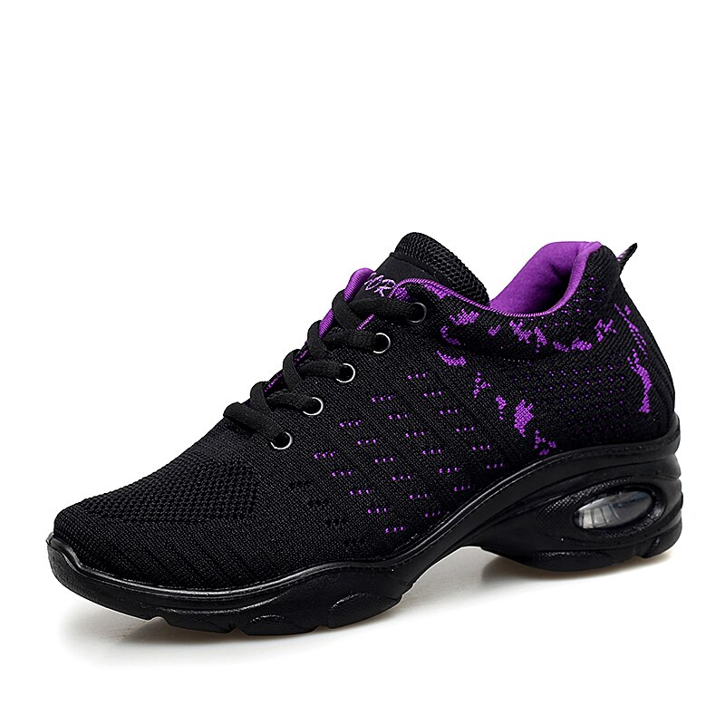 Femmes dames respirant Fitness danse chaussures hommes danse baskets Jazz danse pratique chaussures filles moderne danse Sneaker zapatos: Black-Purple / 7.5