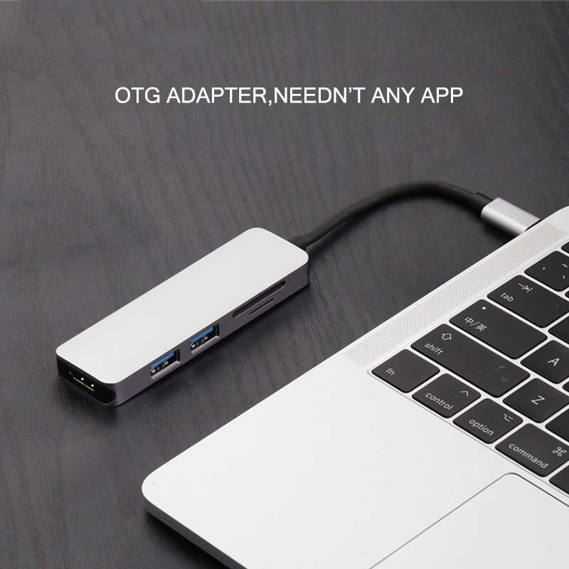 ULT-BEST 5-In-1 2 Usb Port Typ-C Hub Docking Station Unterstützung 4K x 2K Hdmi Sd/Tf Kartenleser Adapter Aluminium Legierung Multi-Funktionell Eingerichteten