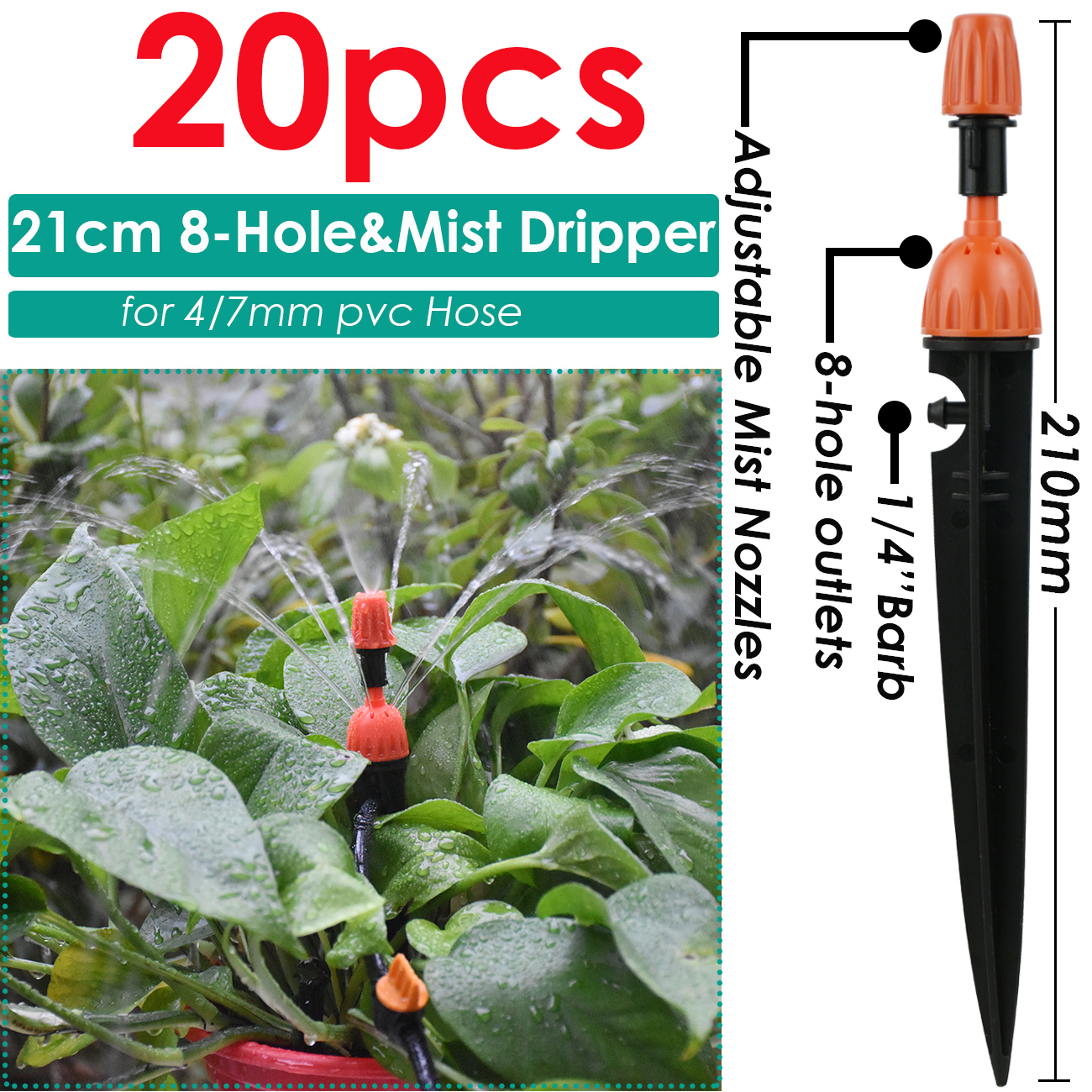 KESLA Tuin Micro Druppelirrigatiesysteem Kit 1/4 ''Dripper Sprinkler Automatische Watering Kit voor Pot Bonsai Balkon Kas: Black