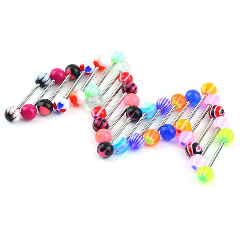 10/20 stks/pak Tepel Ringen Tong Barbell Crystal Ball Disco Bar Kleurrijke Body Piercing