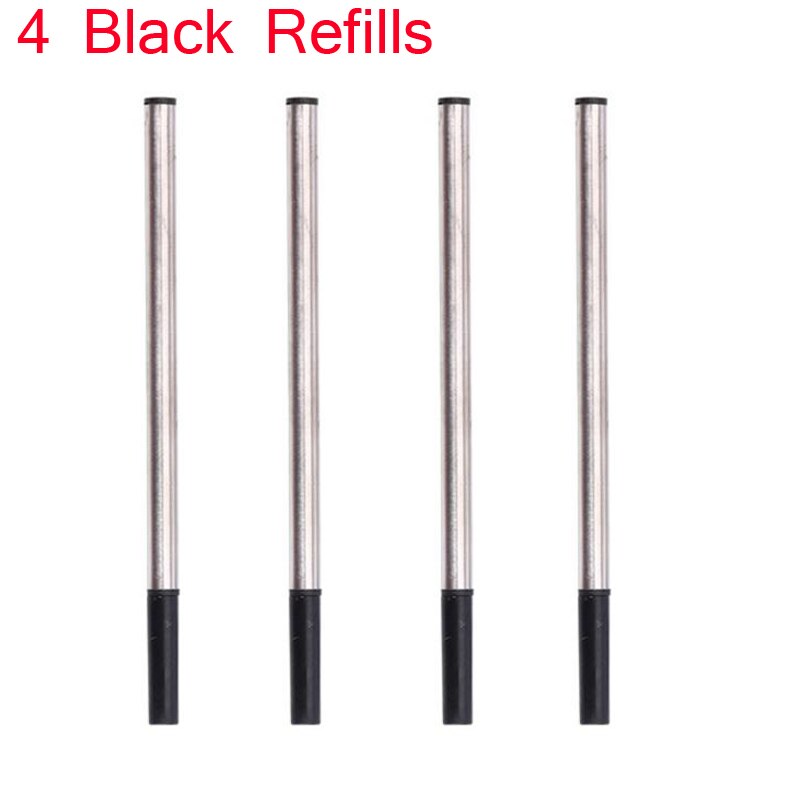 Full Metal Roller Ball Pen Refills Luxury Nice Smooth Writing Signature Pen Refills: 4 Black Refills
