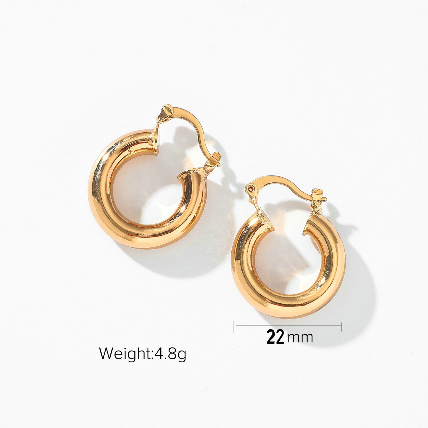 20mm Huggie Hoop Earrings Thick Gold Plated Brass Hoop Earrings Daily Metal Jewelry for women: Default Title