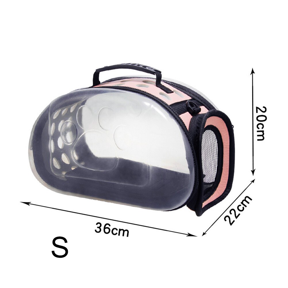 Dog Cat Portable Folding Transparent Handbag Carrier Shoulder Travel Carry Bag: Pink / L