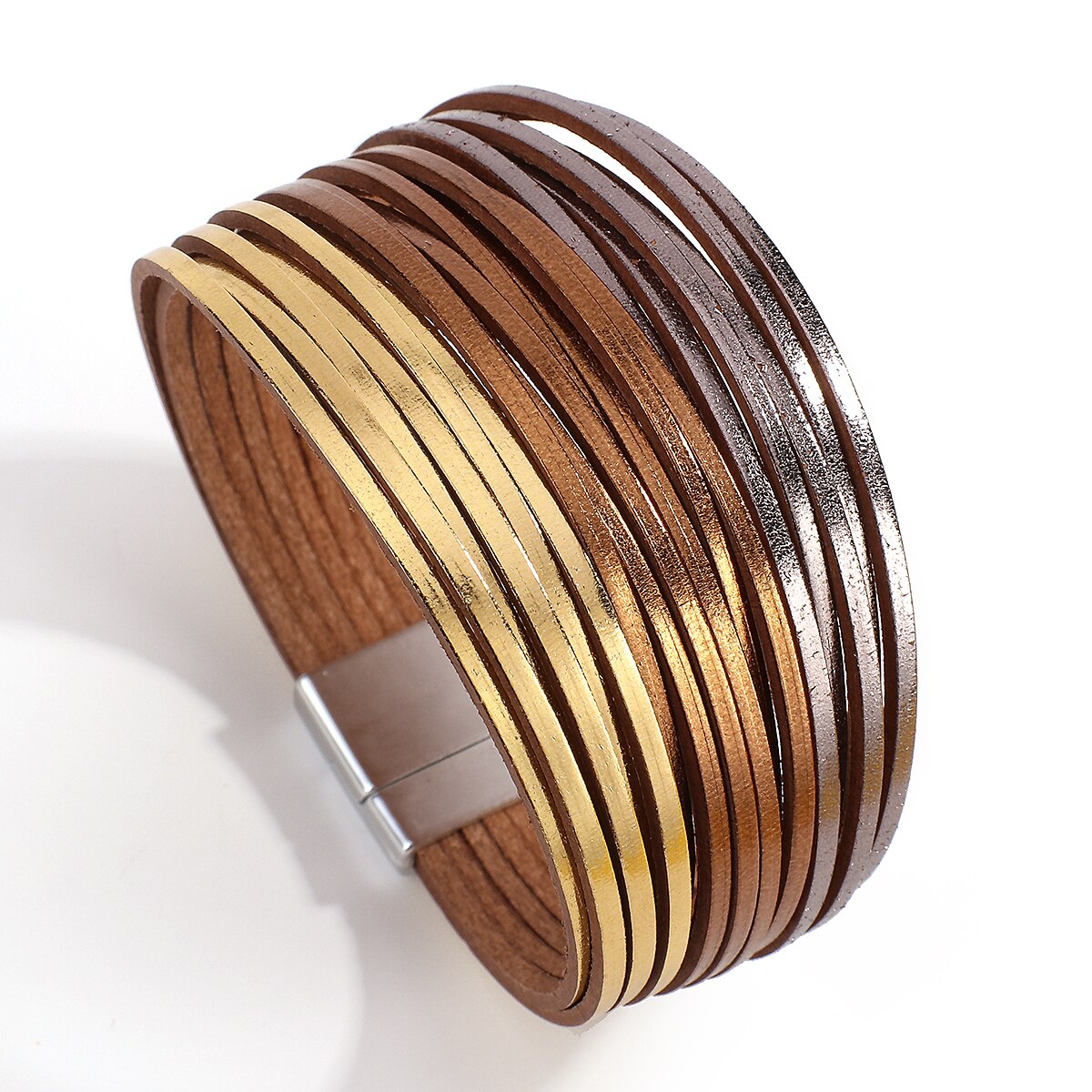 ALLYES Boho mehrschichtig Dünne Streifen Leder Armbänder für Frauen Damen Einfache Breiten wickeln Armbinde Weiblichen Schmuck