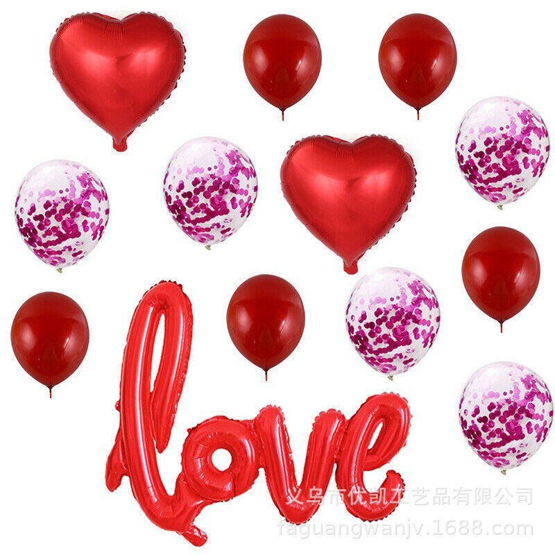 Valentinsdag stor sammenføjede kærlighed 12 tommer paillet ballon kombination dragt til bryllupsdekoration rund ballon: 4