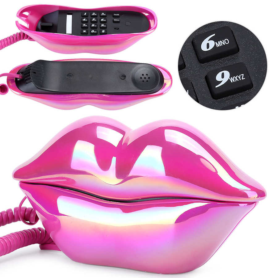 Red Electroplating Fashionable Lip Telephone Flocking Retro Sexy Home Phone Decoration telefono fijo para casa