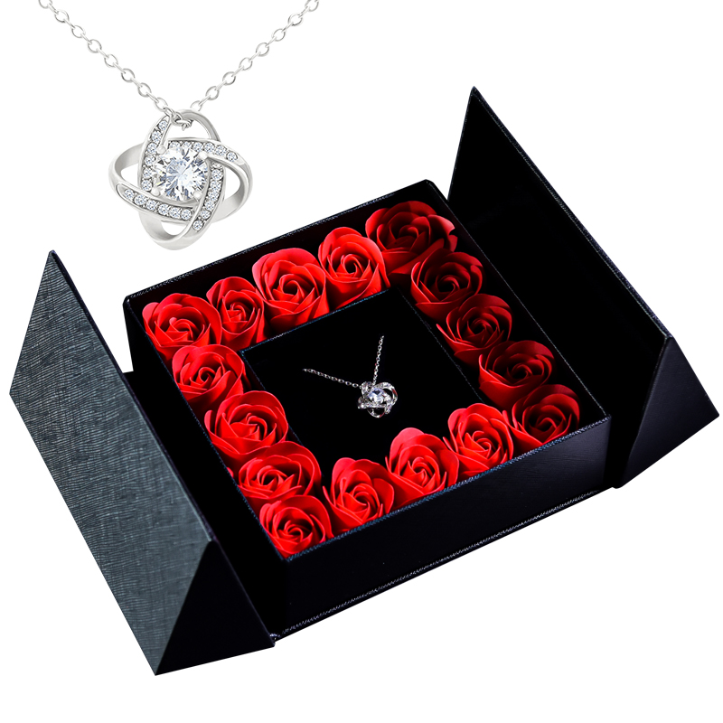 Cadeaus voor vrouwen Sieraden Hanger Ketting/w Zeep Eeuwige Roos Geschenkdoos Moederdag Ketting Sieraden Huwelijksverjaardag: Blue Zinc Plated