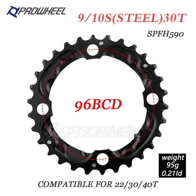 PROWHEEL Round Chainring 64/96/104BCD Mountain Bike Chainwheel 22T 24T 30T 32T 40T 42T 44T Sprocket steel/Alloy Tooth plate Part: M4 10S 30T  96BCD
