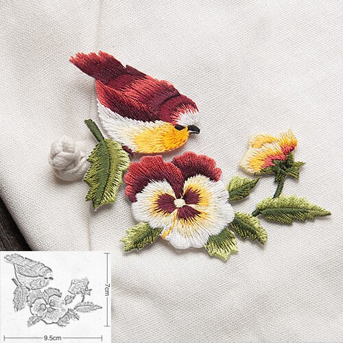 Vogel met Bloem Ijzer op Patches voor Kleding Borduren Applique DIY Hoed Jas Jurk Accessoires Kleding Sticker Strepen Badge: 04