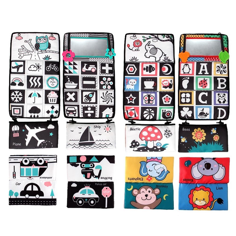 Tummy Time Floor Baby Mirror Toy High Contrast Activity Mirror Toddler Teether Toy Activity Developmental Black And White Toys