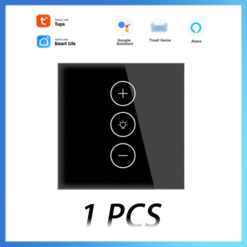 Tuya Smart Life WiFi Wall Panel LED Light Touch Dimmer Switch Remote Control Work With Aelxa Google Home Smart Home Gadgets: 1 pcs black