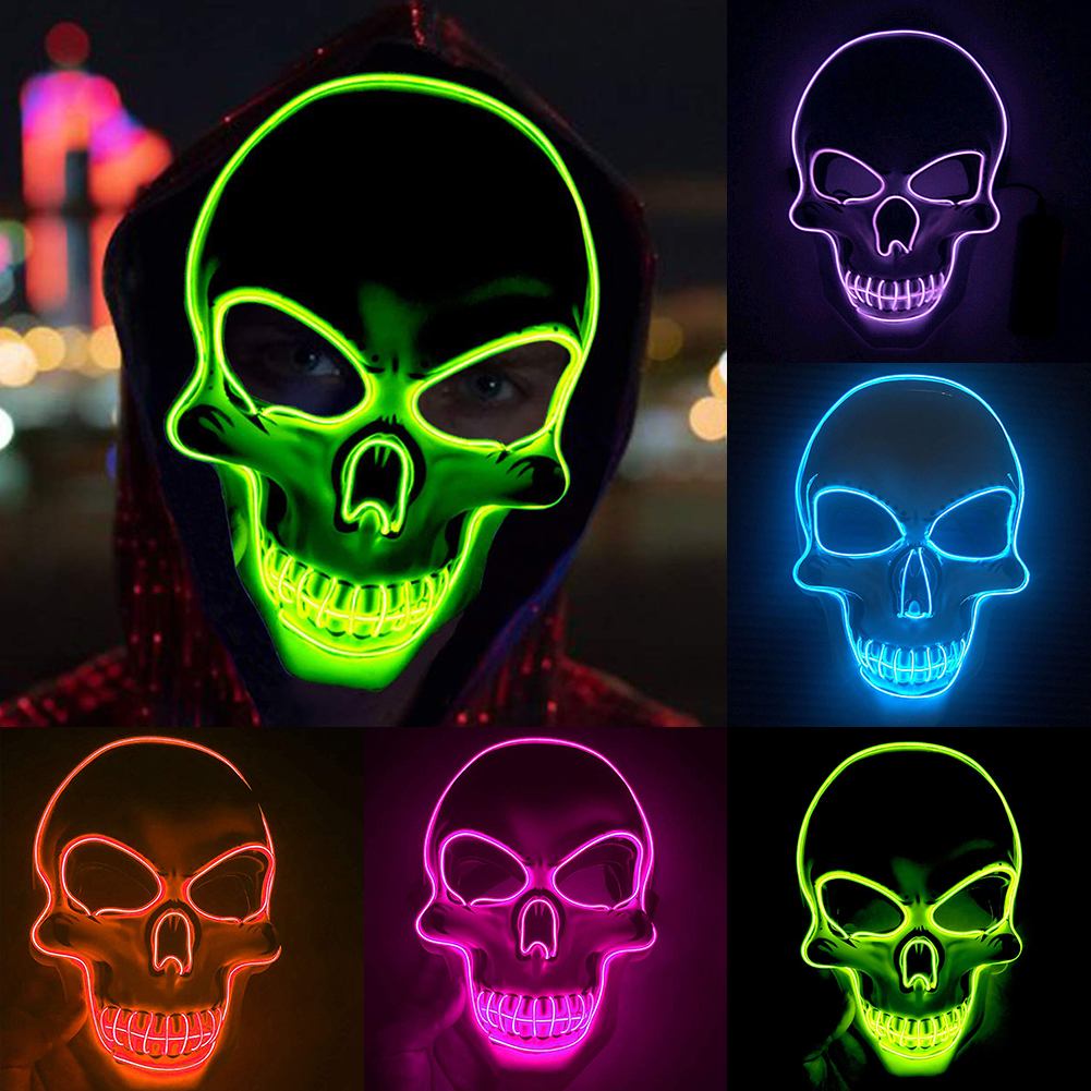 Halloween Party Mask Skeleton LED Mask Glow Scary EL-Wire Mask Light Up Cosplay Masks Election Masscara Costume Party Supplies