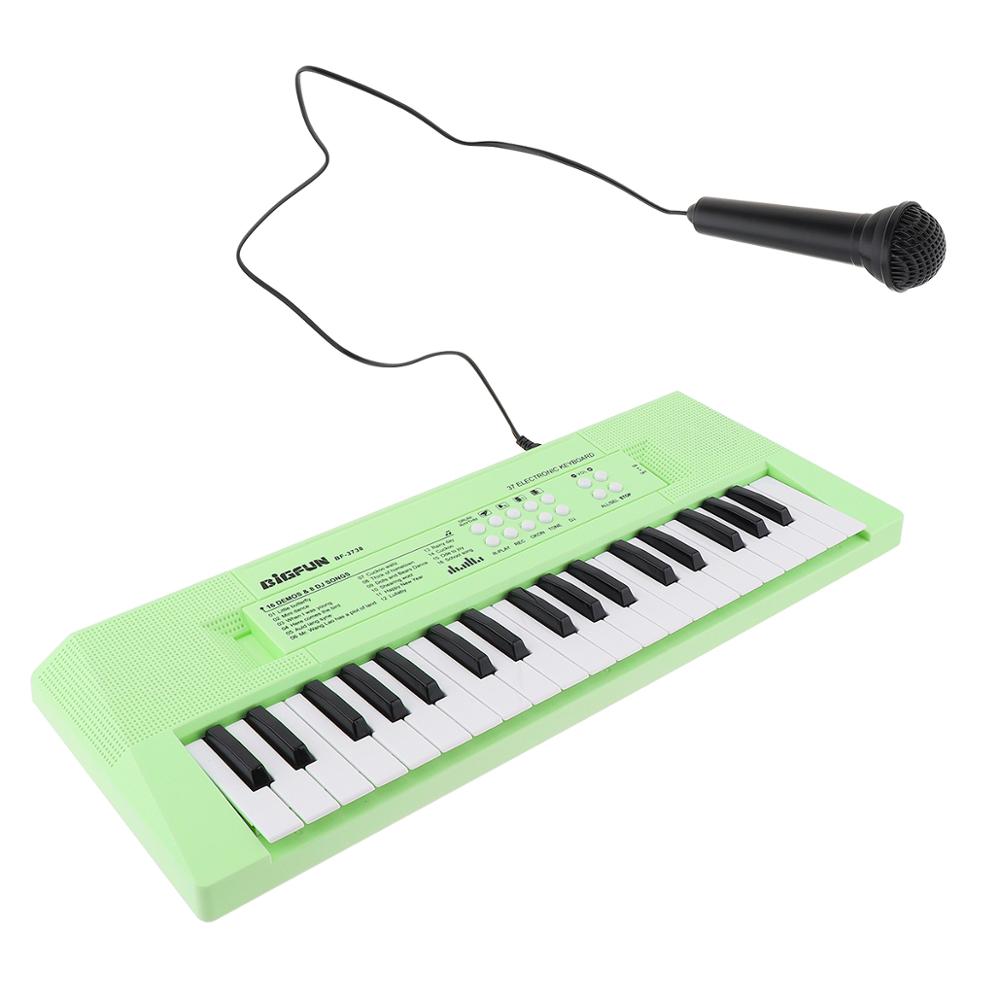 37 Keys ABS Electronic Keyboard Piano Digital Music Key Board with Microphone Children Musical Enlightenment: Green