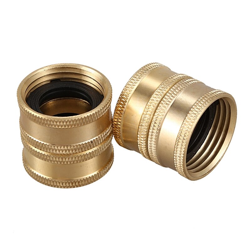 Metal Brass Garden Hose To Hose Fitting, Thumb Quick Rotating Connector Adapter, Double GHT Internal Thread, 3/4 X 3/4 Inch 6 Pa