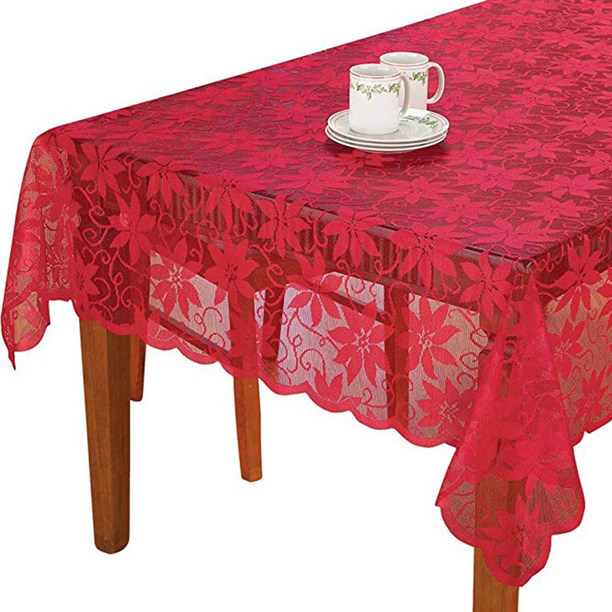 1 stk xmas blonde dug jule dug fest middag bord dække boligindretning hvid rød dug: 152 x 213cm rød