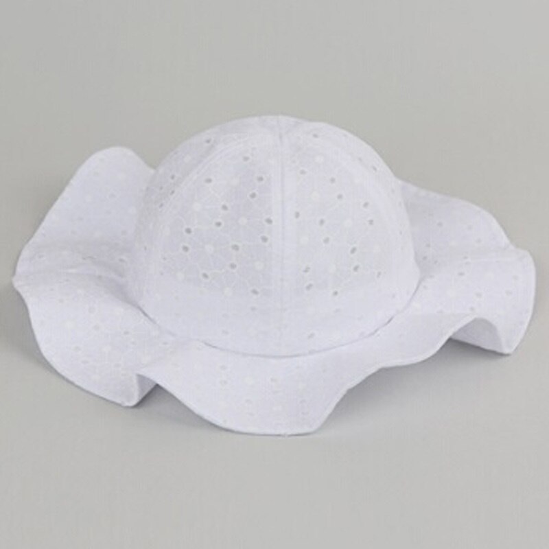 Småbarn flickor solhatt tillbehör baby sommar bomullshink hatt barn solhatt brätte strandhatt med bred brätte: Vit