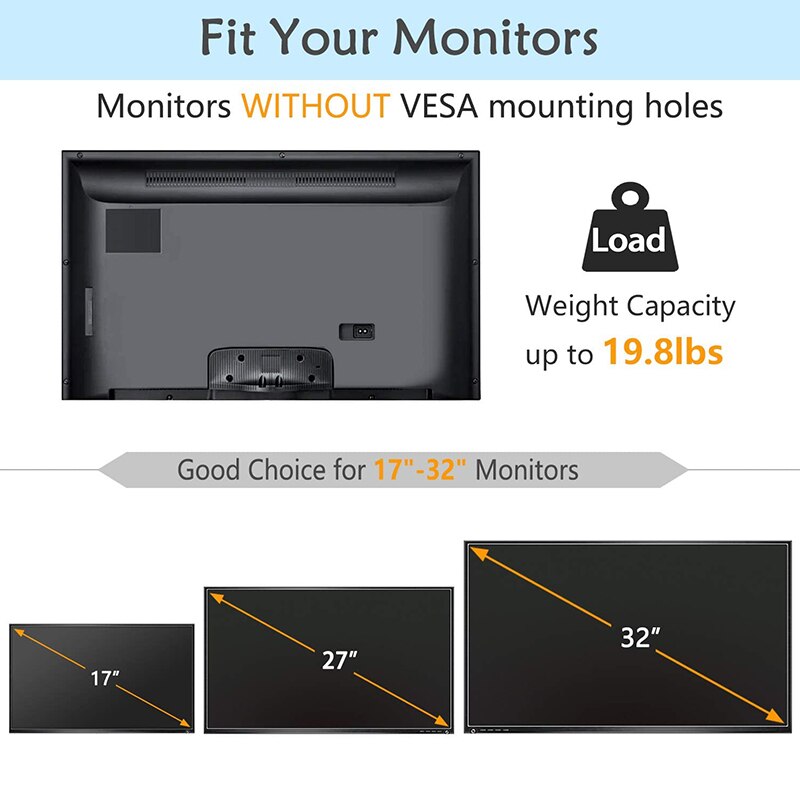 Universal VESA Mount Adapter Kit, Non-VESA Adapter for 17 to 29 Inch Monitor Screens to 75X75 and 100X100 VESA Mount