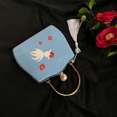 Angelatracy 2020 di Nuovo Modo di Arrivo del Cotone Floreale Struttura in Metallo Oro di Pesce Delle Donne Del diamante Crossbody Nappa Sacchetto di Sera Della Borsa di Dialogo: donne borsa goldfish 3