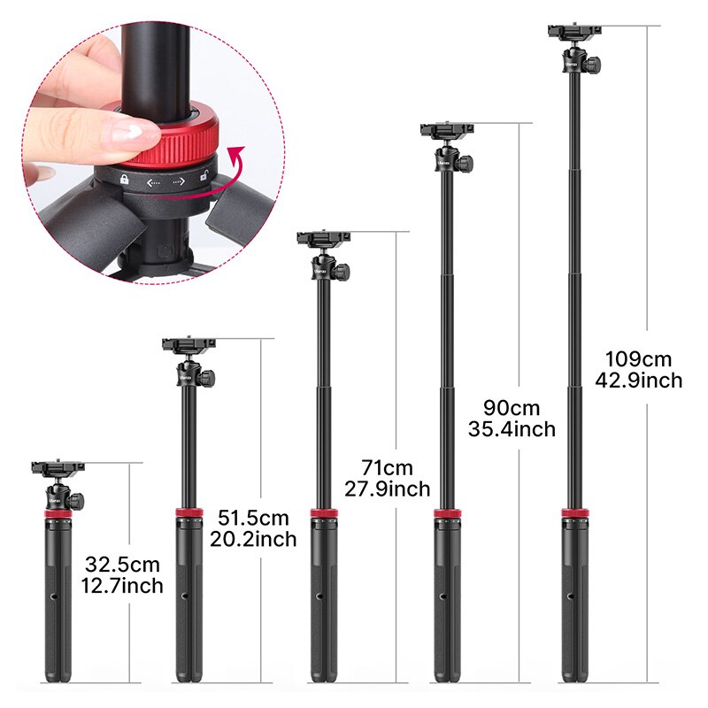 Ulanzi-trípode extensible de MT-44 para cámara DSLR, trípodes de Vlog con zapata fría, soporte de montaje de teléfono para micrófono, luz LED