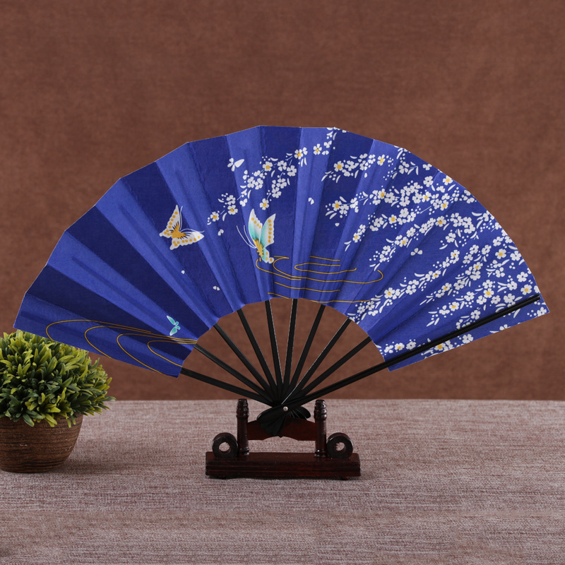 Rijst Papier Bakken Lak Side Bot Eetstokjes Fan Gedrukt Pocket Fan Woondecoratie Patroon Dans Handheld Fan: color16