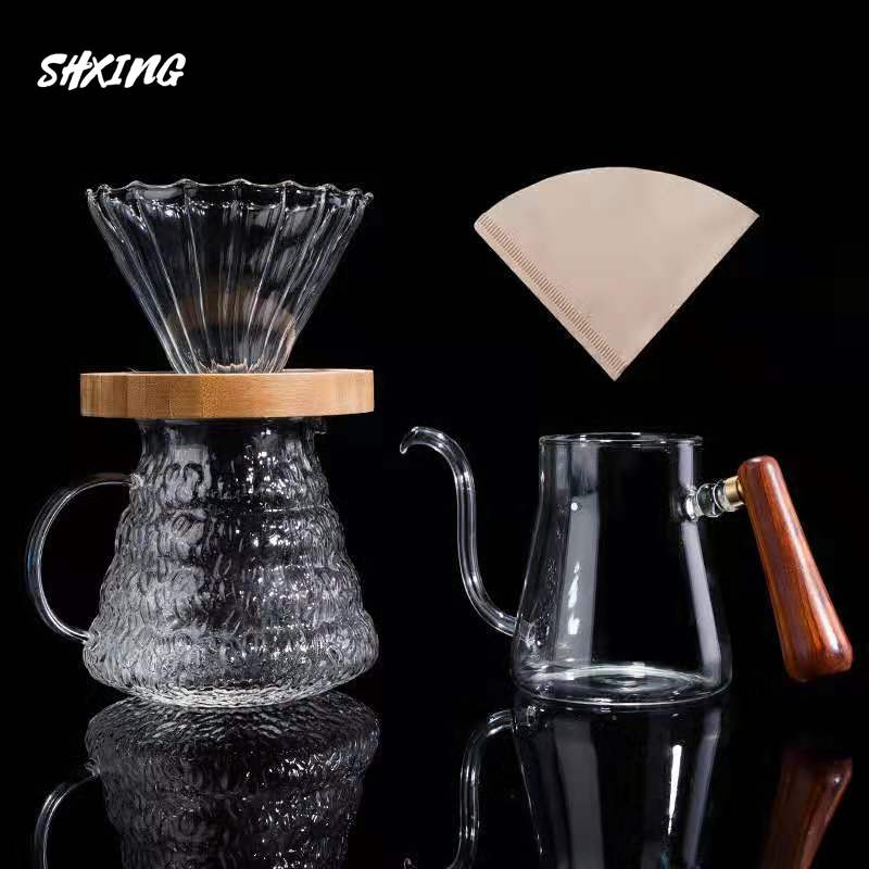 Koffie Driedelige Set Met Koffie Papier Koffie Draad Koffie Delen Pot, herbruikbare Glazen Pot Koffie Pot Set V60 Koffie Set