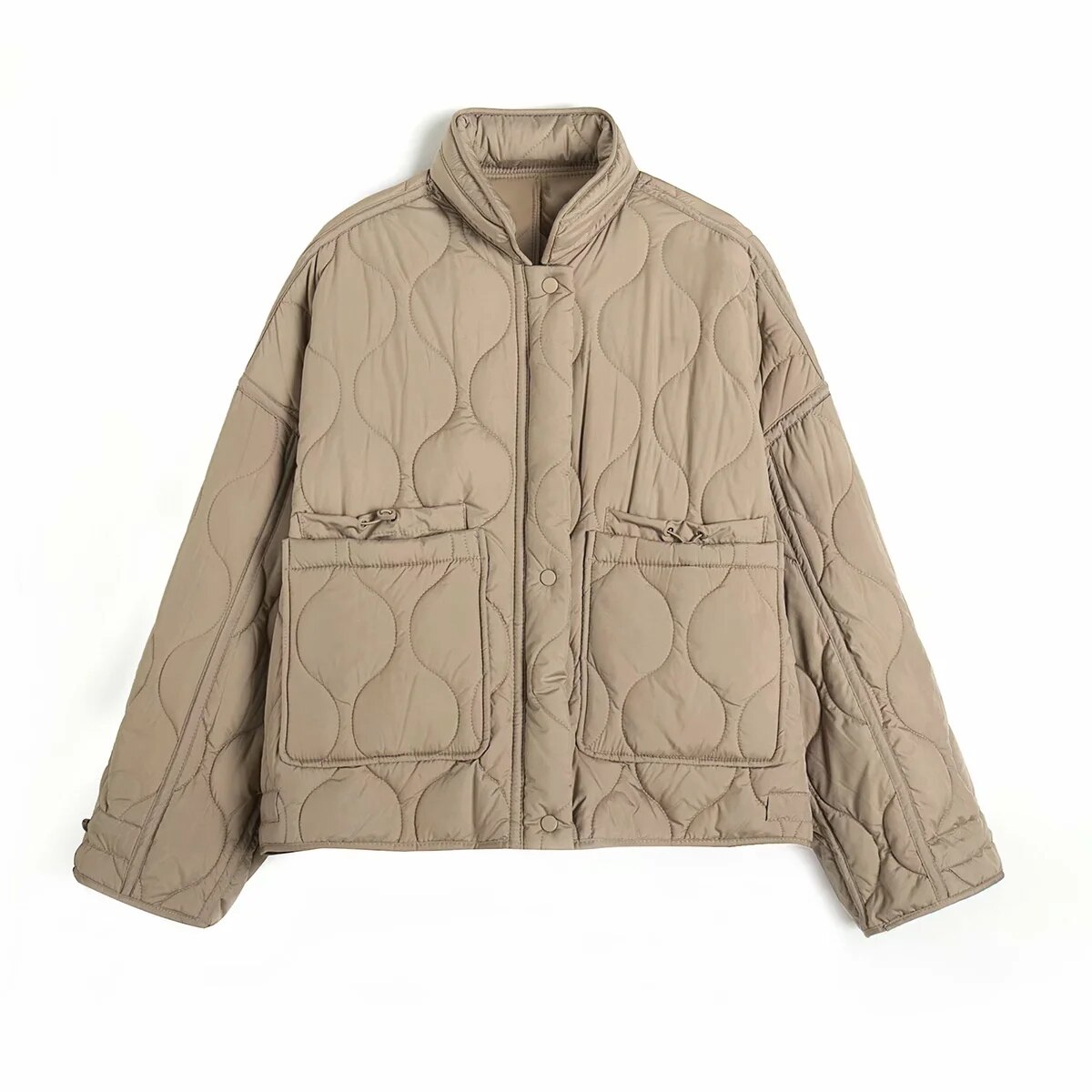 Jaqueta feminina casaco de inverno cáqui jaqueta feminina manga longa outwear sólido com zíper casaco streetwear casaco quente senhoras jaqueta preta: Cáqui / L