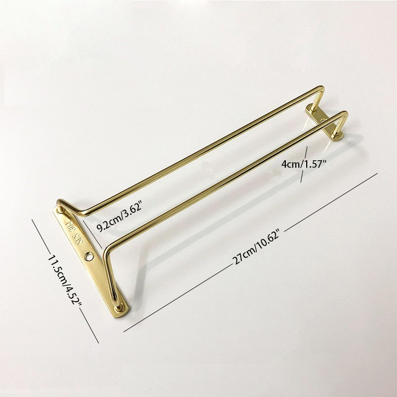 27CM Gold Wire Hanging Rack Under Cabinet Stainless Steel Stemware Hanging Cup Holder Single Row Bronze Kitchen Accessories: 27cm Gold Rack