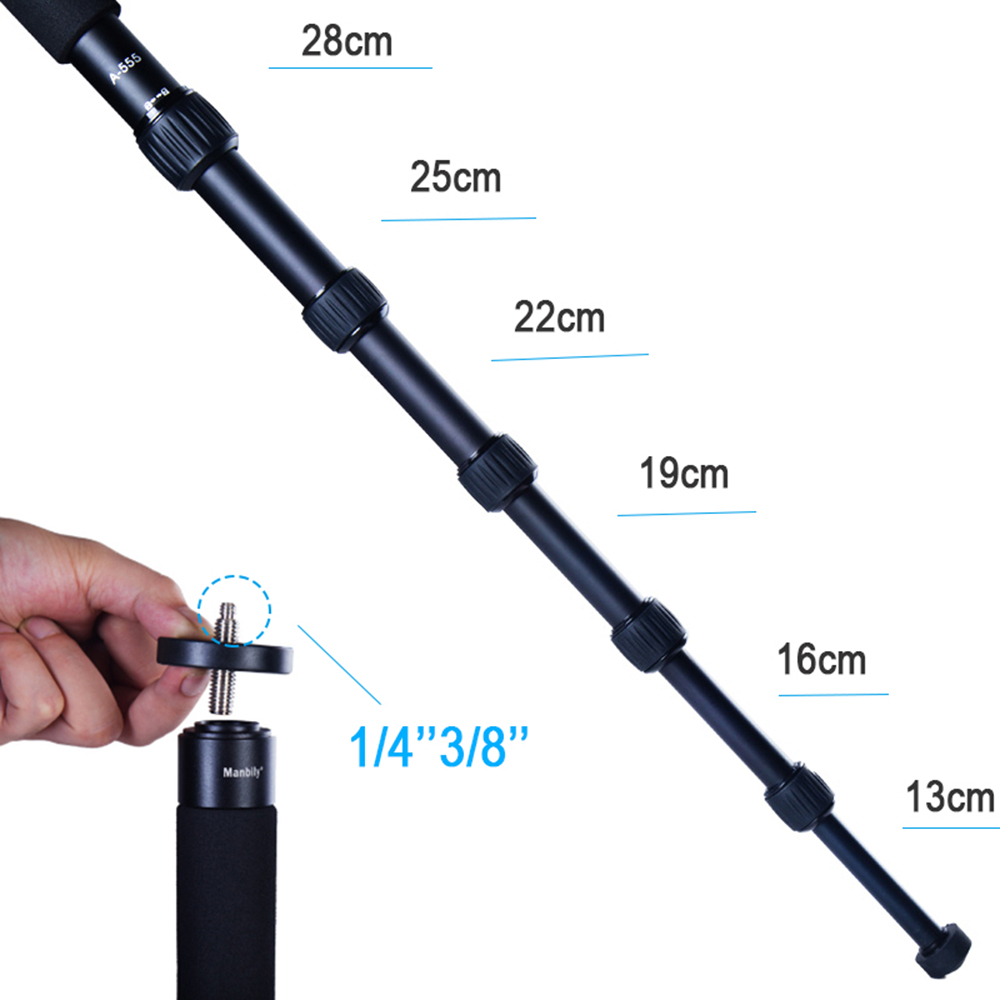 Cadiso Manbily A-555 160cm 63inch Aluminum Travel Monopod Mini Tripod Unipod Stick Ball head M2 Base for DSLR Camera