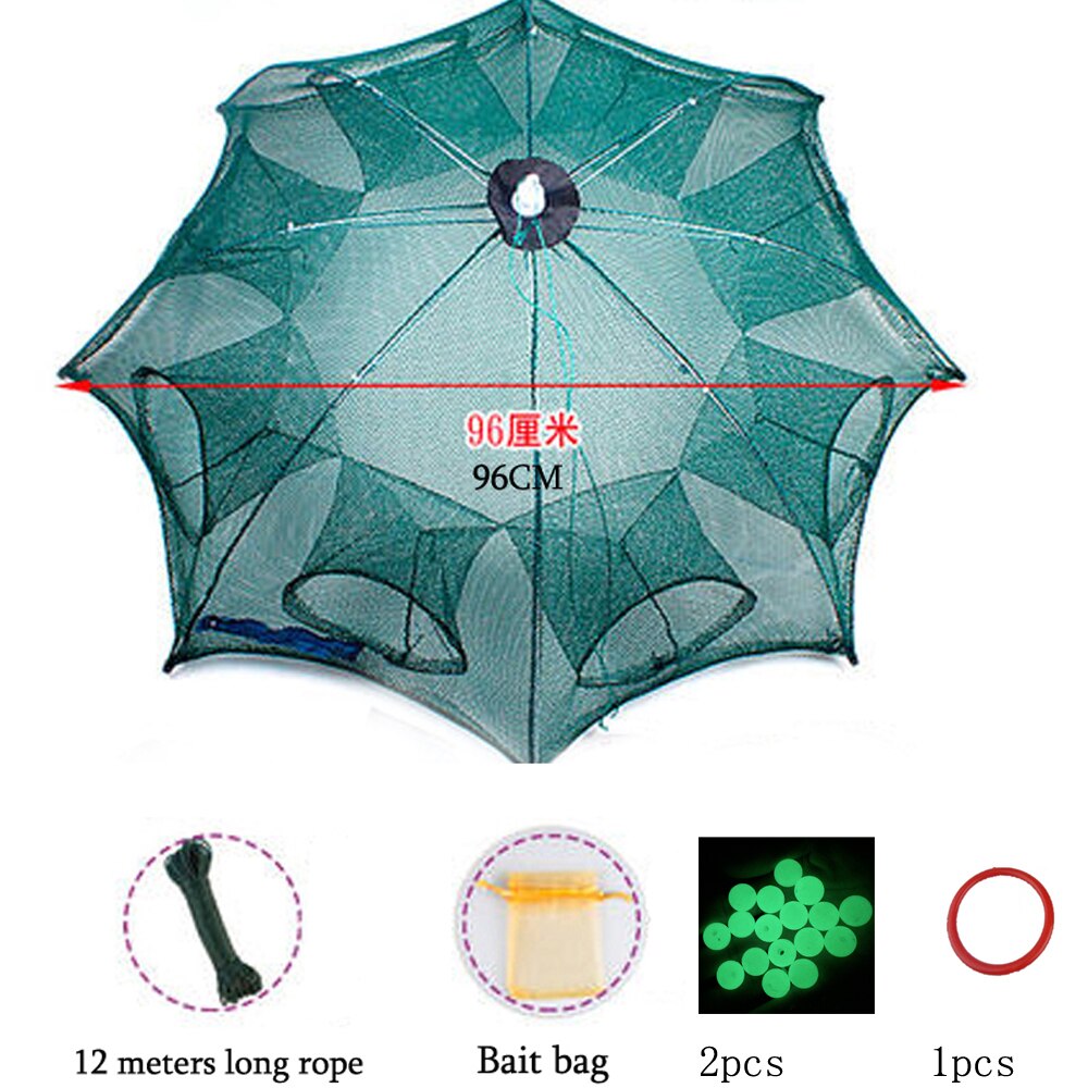 Strengthened 4-20 Holes Automatic Fishing Net Shrimp Cage Nylon Foldable Crab Fish Trap Cast Net Cast Folding Fishing Network: 8 Holes