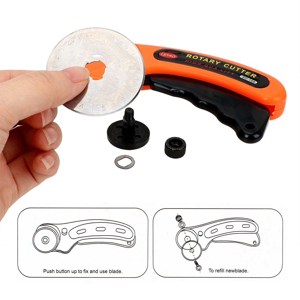 Rotary Cutter 45mm Rotary Cutter Set Blades Fabric Circular Cutting Patchwork Leathercraft Sewing Tool Leather Cutter Blade