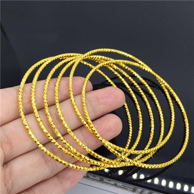 Lote de 10 unidades de pulseras de Color dorado puro para mujer, joyería nupcial, brazaletes redondos, pulsera de mujer, accesorios: star