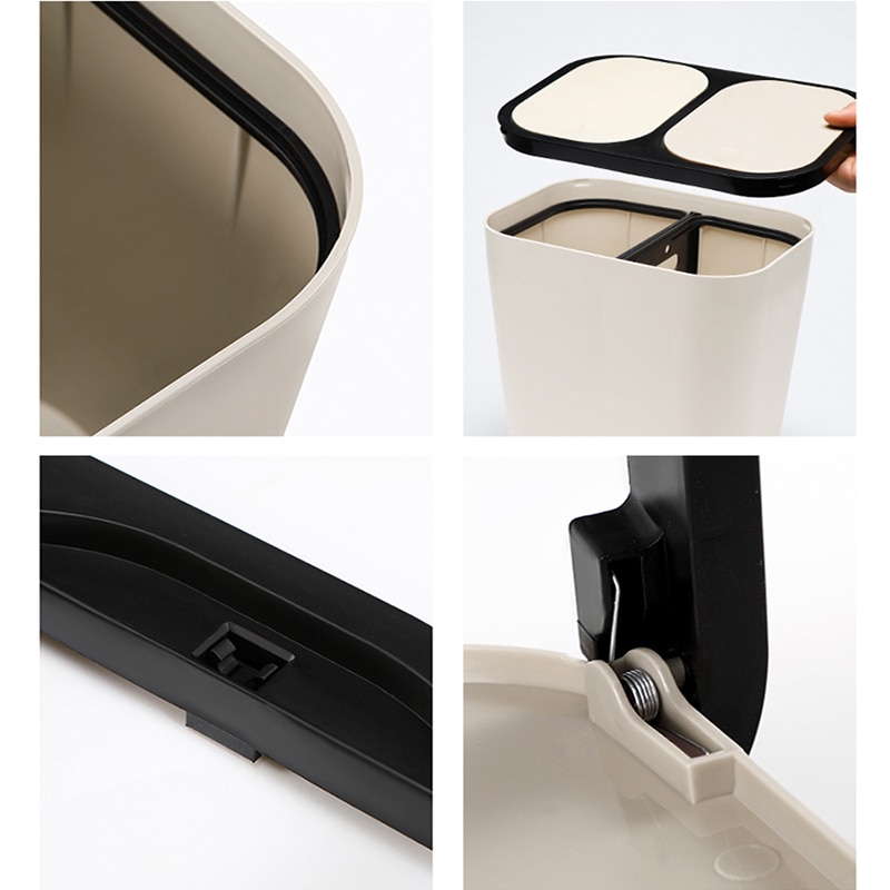 Dry-wet Garbage Classification Trash Can Double Buckets With Cover Office Paper Baskets Household Living Room Kitchen Dustbin