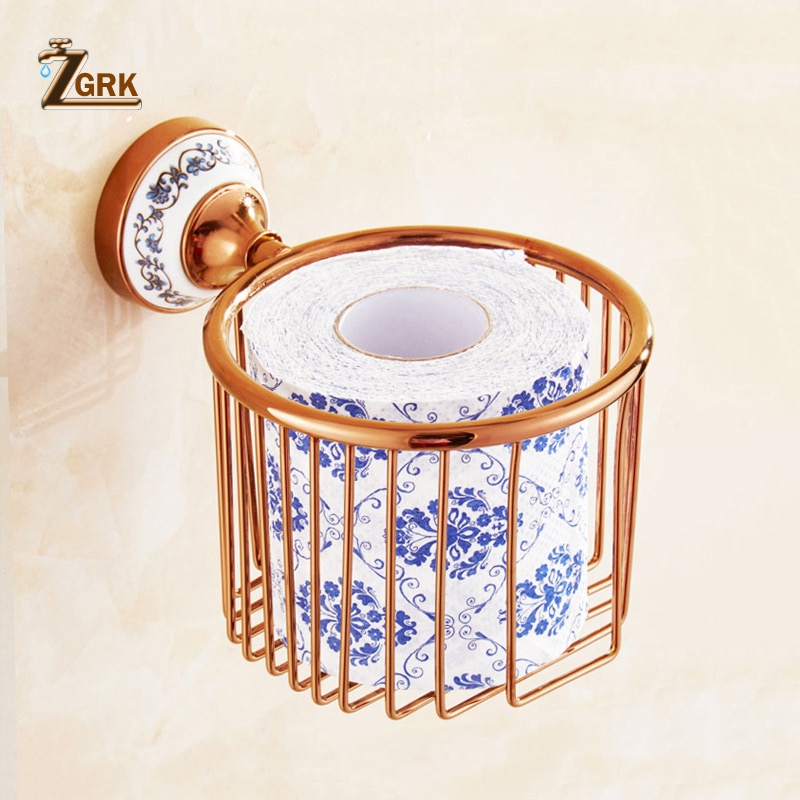 ZGRK Luxus Zauberstab Montieren Alle Kupfer Rose Gold Papier Rollen Halfter Wc Gold Papier Halfter Gewebe Kasten Schlecht Zubehör