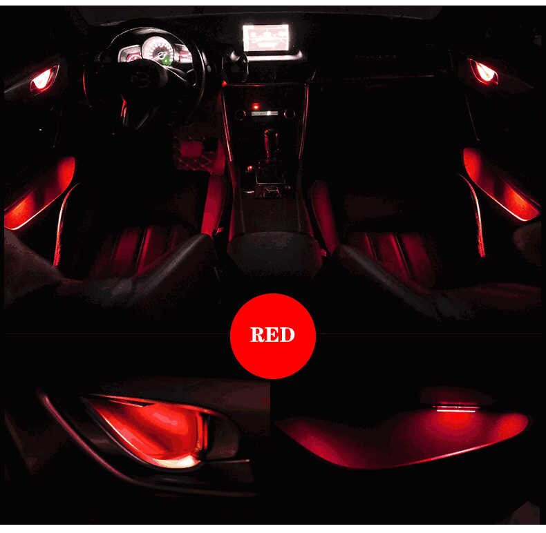 4 stücke Auto Umgebungs LED Licht Auto Innen Tür Schüssel griff Armlehne Licht Auto Tür Innen Dekorative Atmosphäbetreffend Lampe Universal-: rot