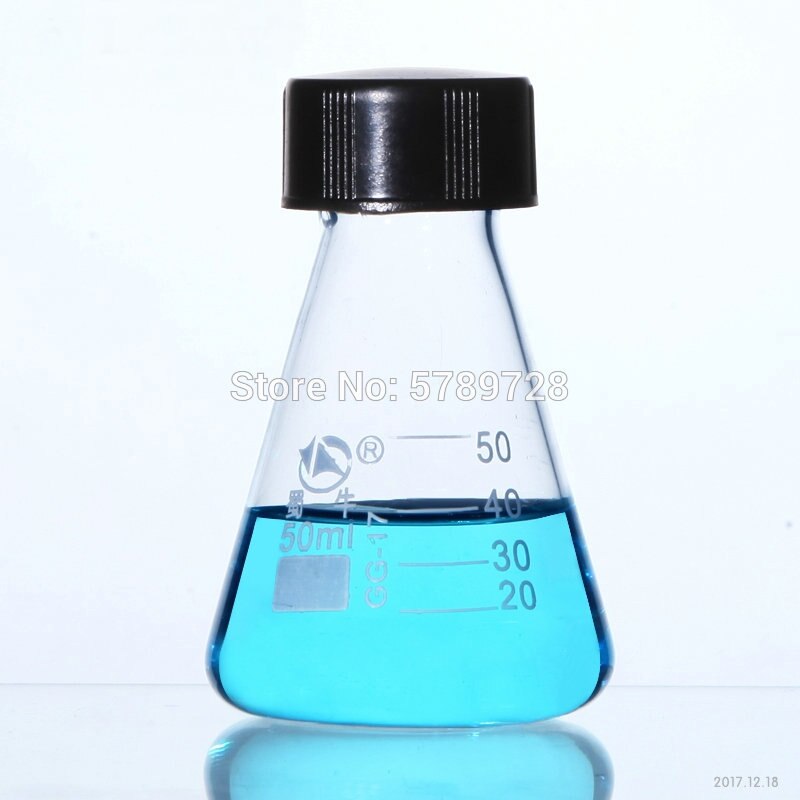 Termo cónico de vidrio de borosilicato, contenedor de vidrio de laboratorio, con tapa espiral negra, capacidad de 50ml a 1000ml, 1 Uds.