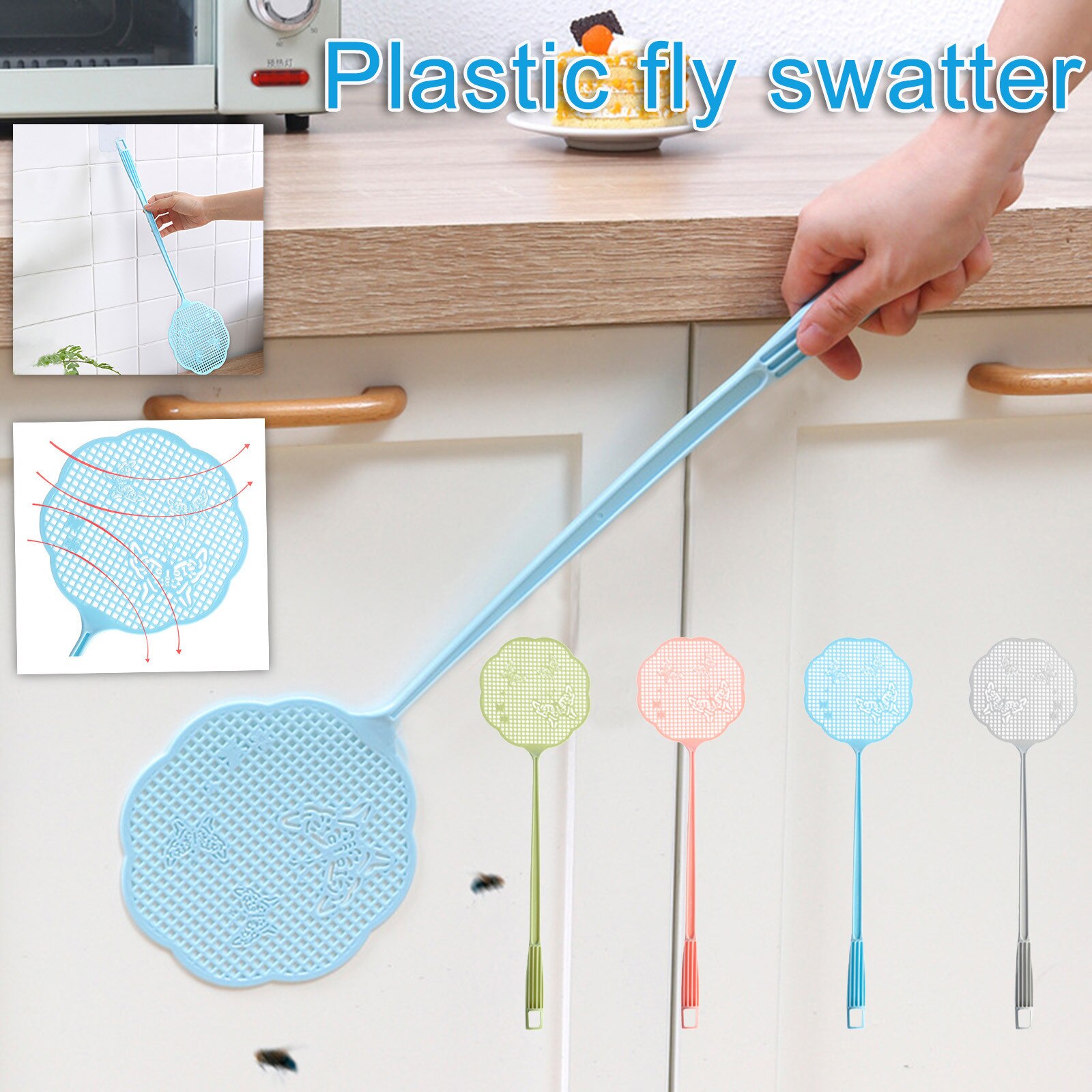 Plastic Material Fly Swatter Butterfly Cartoon Colorful Patting Lengthened Thick Summer От Комаров Household Vliegenmepper