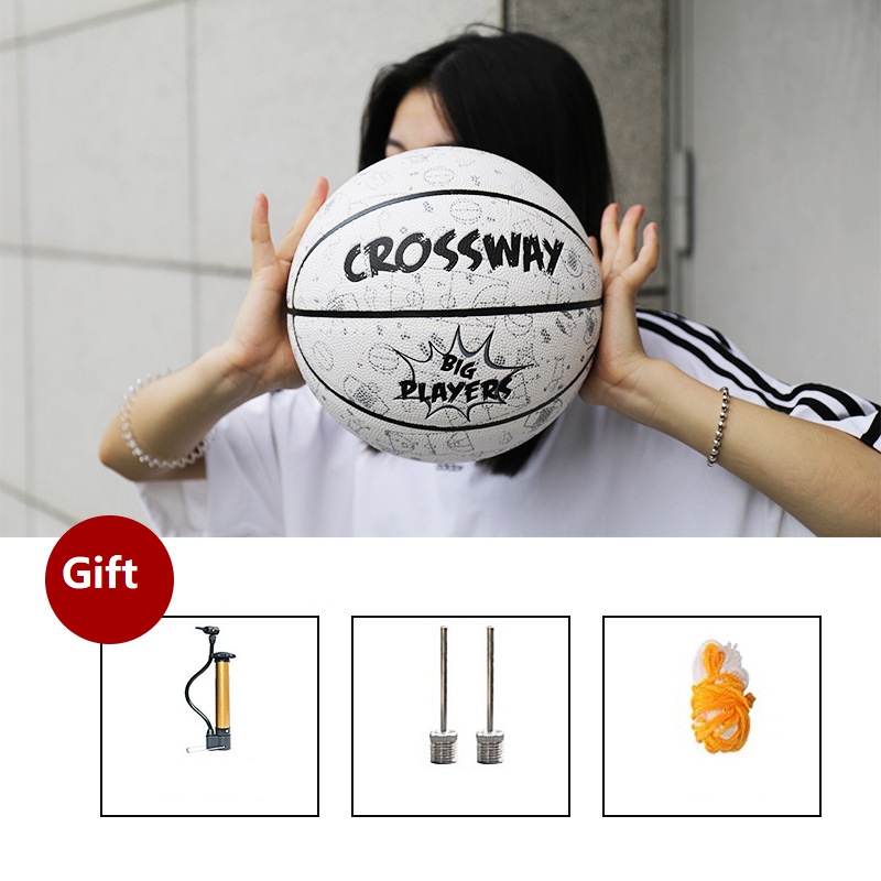 CROSSWAY Streetball Outdoor Indoor Size 7/6/5 PU Leather Basketball Ball Training Basket Ball Basketball Net outdoor sport ball