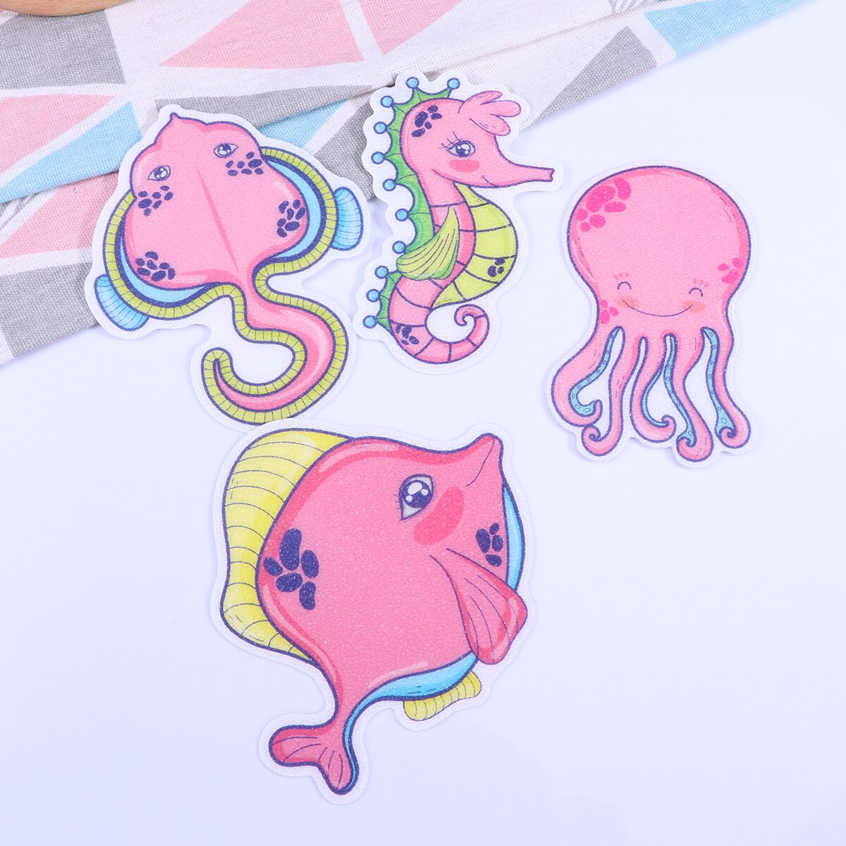 10pcs Sticker Self-adhesive Anti-Slip Colorful Marine Fish Sticker for Bathroom