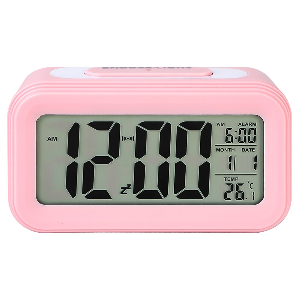 DIDIHOU Multi-Function Digital Alarm Clock LED Smart Luminous Temperature Calendar For Office Student: pink