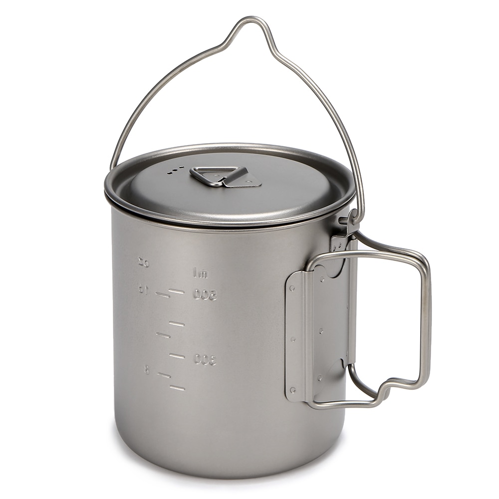 all'aperto Ultraleggero in Titanio pentola Tazza Tazza di Acqua Portatile Tazza di Campeggio di picnic Pentolame e Utensili per cucinare con Manico Pieghevole 300 ml/400 ml /450 ml/750 ml