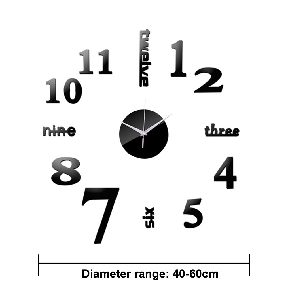 3D Wall Clock Mirror Wall Stickers DIY Wall Clocks Removable Art Decal Sticker Home Decor Living Room Quartz Needle
