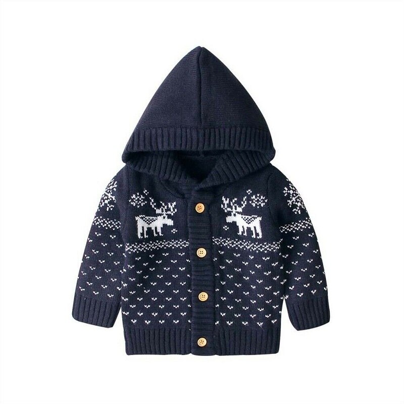 Baby Clothes 0-18M Boy Knit Sweater Deer Pattern Warm Baby Boy Sweater Hooded Long Sleeve Autumn Girls Sweater