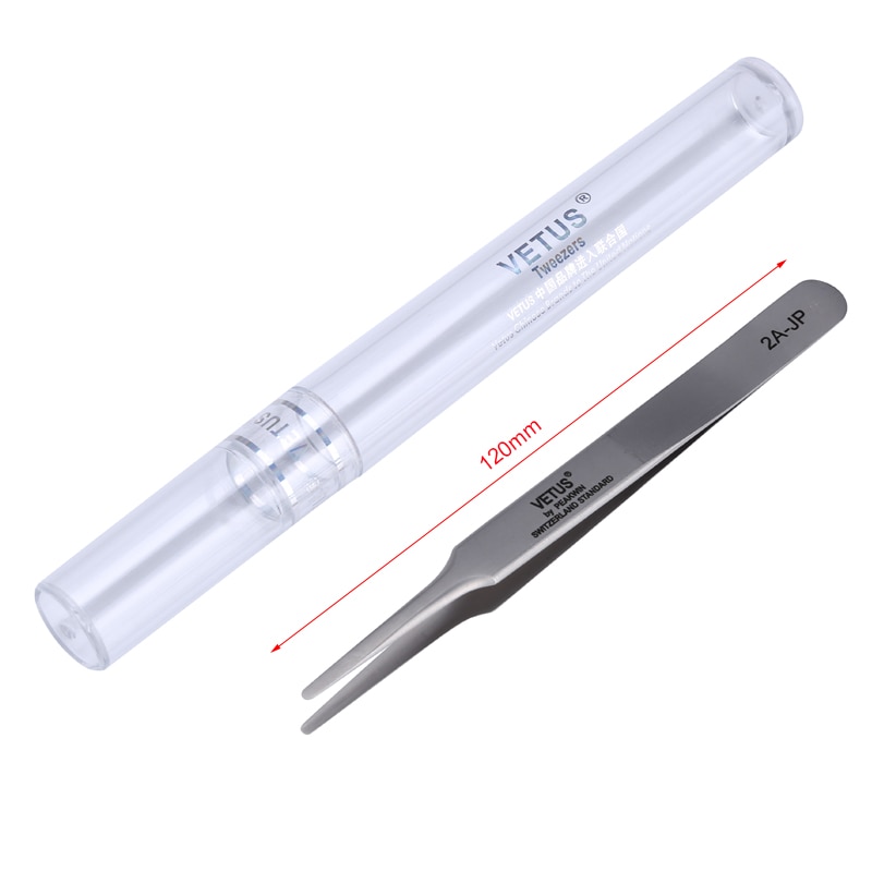 Pinzas de precisión de alta dureza de acero inoxidable sin pinza magnética serie Vetus JP 00-JP 7SA-JP para herramientas de reparación de teléfonos móviles