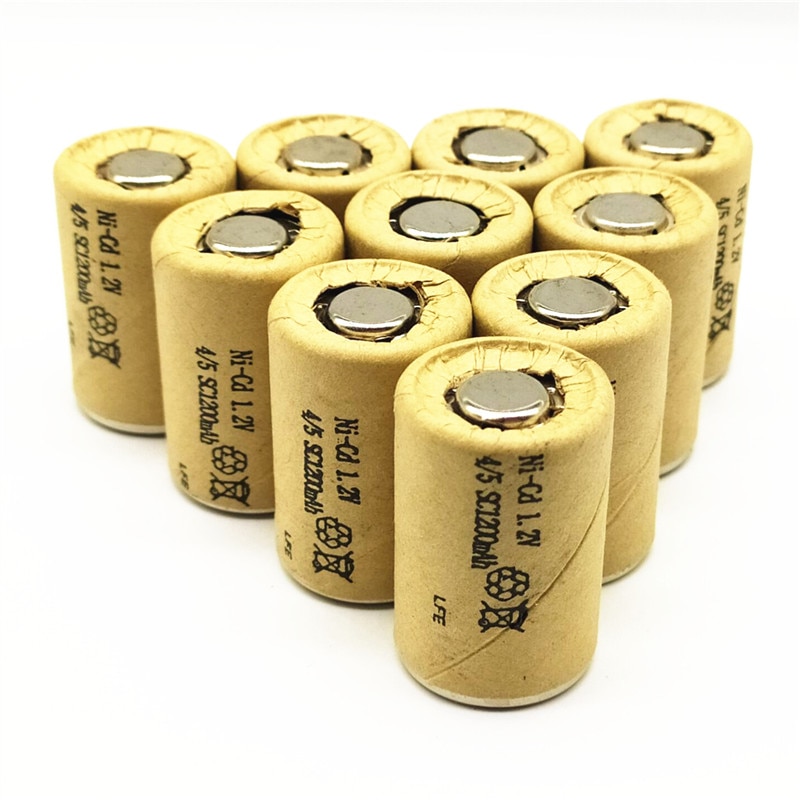 8/10/12/15PCS 4/5SC 1.2V rechargeable battery 1200mAh 4/5 SC Sub C Ni-CD nicd cell for electric drill screwdri
