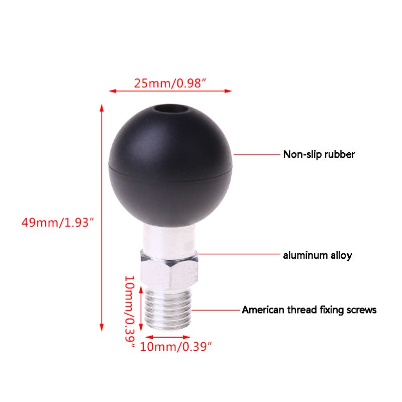Base a sfera da 1 pollice M10 X 1.25 supporto filettato maschio supporto per telefono per moto moto per supporti ram sedile a specchio testa a sfera vite M10