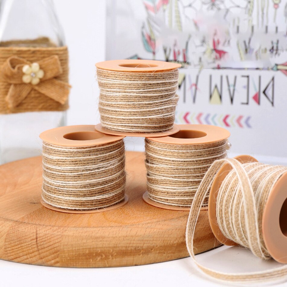 5Meter Natuurlijke Jute Lint Ambachten Touw String DIY Bruiloft Jute Koord Touw Vintage Jute Wrap Naaien Party Woonaccessoires