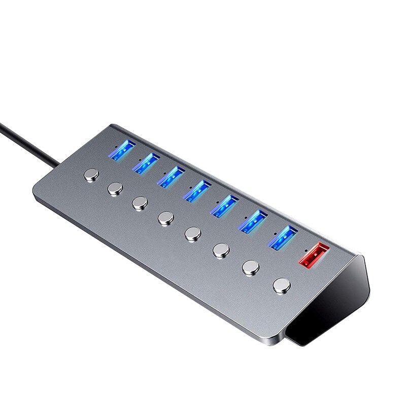 Aluminium Behuizing Actieve Hub RSHTECH Aluminium Hub USB 3.0 Alimenté à 7 Ports Avec Alimentation 36 W (12 V/3 A) 7 Ports USB 12v Usb