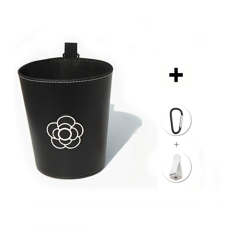 Sac poubelle à nœud papillon pour voiture, mignon, pour siège arrière, appui-tête, Mini sortie automatique, organiseur de ventilation, sac poubelle, boîte de rangement, seau: black flower