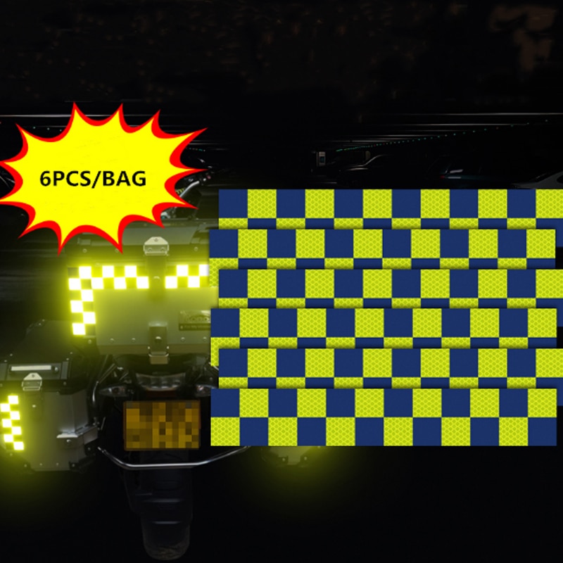 6PCS Batenburg Reflecterende Sticker voor Politie Motoren Kofferbak Auto Decal Night Zichtbare Waarschuwing Tape Decoratie Gemaakt met 3M