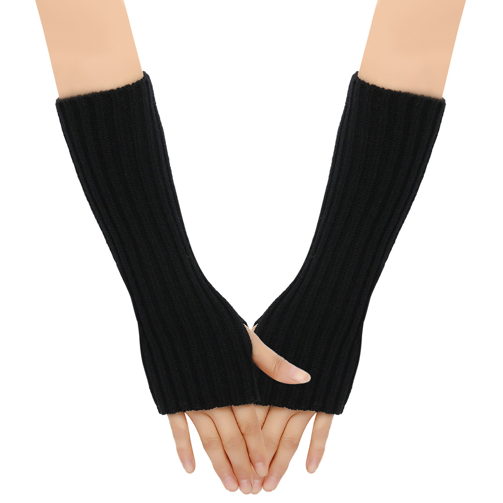 Arm Warmers Autumn Winter Cuffs Hand Sleeves Long Wool Gloves Men Women Knit Sleeves Warm Elastic Lady Sexy: black